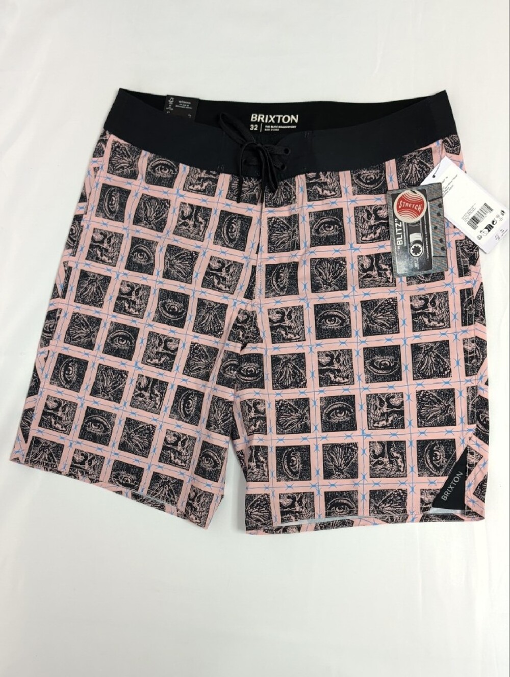NWT Men's Brixton "BLITZ Boardshorts" in Pink/Blu/Blk. Comes in Various Sizes